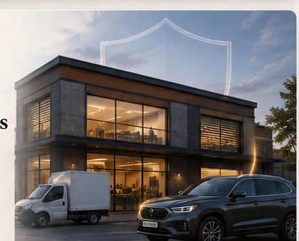 A commercial building, transport vehicles and a secure business environment